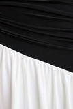 Danila Black And White Asymmetric Neck Maxi Dress With Drop Waist