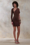 Siren Brown One Shoulder Bodycon Dress