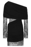 Luxie Lace Knit Mini Dress Black