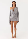 Kyrah Long Sleeve Mini Dress Misty Blue