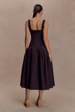 Natascha Drop Waist Cotton Midi Dress Chocolate