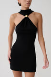 Hector Halter Neck Knit Mini Dress Black