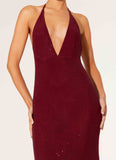Keliese Beaded Maxi Dress Burgundy