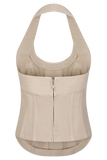 Meadow Denim Corset Halter Top Stone Wash