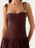 Giovanna Linen Maxi Dress Chocolate Drizzle