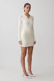 Agness Long Sleeve Button Up Knit Dress Ivory