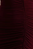 Command Burgundy Plunge Neck Maxi Dress With Front High Split