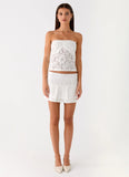 Moroder Low Rise Lace Mini Skirt Cream