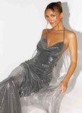 Sleek Love Sequin Maxi Dress Silver Sequin