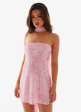 Kiesha Strapless Scarf Mini Dress Pink