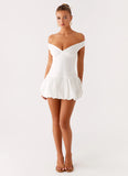 Endless Romance Off Shoulder Mini Dress White