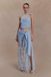 Lucy Lace And Knit Halter Top Cornflower Blue