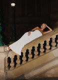 Sassafras Beaded Flower Strapless Maxi Dress White