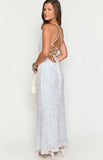 Andrea White Velvet Sequin Maxi Dress