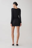 Thao Long Sleeve Gathered Mini Dress Dark Charcoal