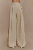 Raya Mid Rise Wide Leg Linen Pant Natural Beige
