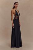 Dinah Lace And Satin Maxi Dress Black