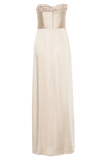 Larissa Satin Maxi Dress With Ruched Petals Blush Gold