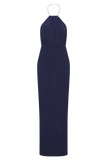 Elina Satin Necklace Maxi Dress Navy