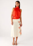 Willow Chiffon Top Coral
