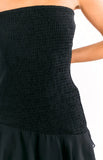 Riles Black Strapless Ruffle Maxi Dress