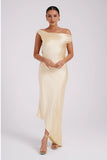Yvette Slip Maxi Dress With Asymmetrical Hem Butter