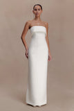 Sloane Strapless Maxi Dress With Pearls White