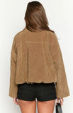 River Brown Suedette Bubble Hem Bomber Jacket