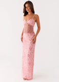 Akira Beaded Maxi Dress Pink Orange