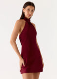 Keena Scarf Mini Dress Burgundy