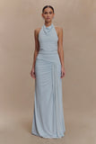 Calandra Slinky Halter Top With Hardware Pale Blue