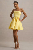 Bruna Lemon Bandeau Skater Mini Dress
