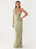 Ultra Quiet Halter Maxi Dress Wispy Fern