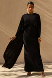 Belinda Black Draped Maxi Dress With Cape Sleeves