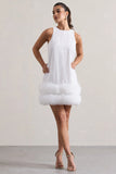 Raise A Glass White A Line Mini Dress With Tulle Hem