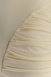 Amandine Ruched Slinky Maxi Dress Lemon