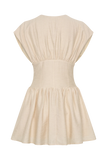 Arabella Cinched Waist Linen Mini Dress Natural