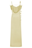 Rosalie Floral Chiffon Maxi Dress Pastel Lemon