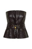 Thalia Faux Leather Boned Corset Dark Chocolate