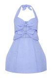 Ella Bow Detail Halter Mini Dress Periwinkle Blue