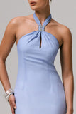 Sharni Blue Ombre Chiffon Halter Neck Maxi Dress