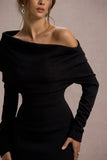Lou Black One Shoulder Asymmetric Maxi Dress
