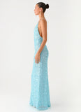 Ocean Views Sequin Maxi Dress Blue