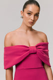 Sadie Hot Pink Bow Bardot Mini Dress
