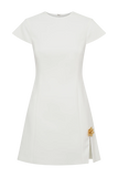 Remi Suiting Mini Dress With Floral Hardware White