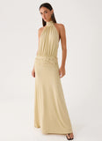 Donyale Halter Maxi Dress Pale Olive