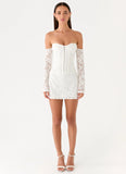 Already Know Lace Long Sleeve Mini Dress White