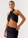 Coletta Wrap Top Black
