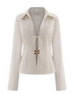 Annalee Cotton Beaded Tie Shirt White