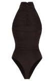 Matilda Ruched Mesh Bodysuit Chocolate
